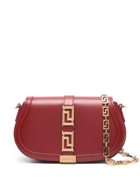 versace red patent shoulder bag vintage|Versace greek goddess bag.